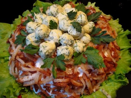 Рецепт салату «Гніздо глухаря» - смачно, просто, красиво